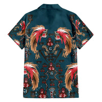 Dark Cyan Blue Bird of Batik Papua Family Matching Long Sleeve Bodycon Dress and Hawaiian Shirt Exotic Natural Wealth of Papua LT9 - Polynesian Pride