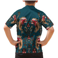 Dark Cyan Blue Bird of Batik Papua Family Matching Mermaid Dress and Hawaiian Shirt Exotic Natural Wealth of Papua LT9 - Polynesian Pride