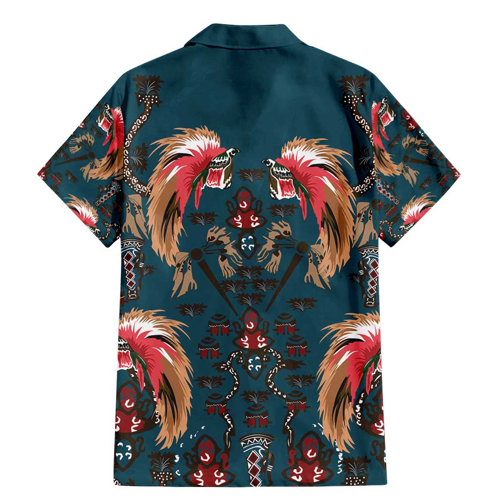 Dark Cyan Blue Bird of Batik Papua Family Matching Mermaid Dress and Hawaiian Shirt Exotic Natural Wealth of Papua LT9 - Polynesian Pride