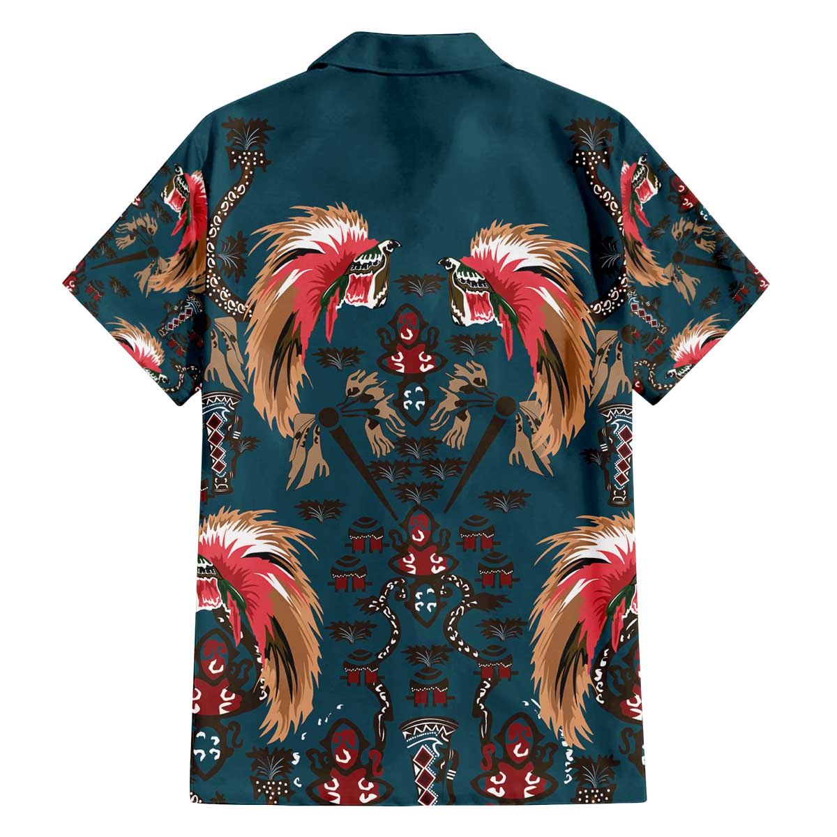 Dark Cyan Blue Bird of Batik Papua Family Matching Off The Shoulder Long Sleeve Dress and Hawaiian Shirt Exotic Natural Wealth of Papua LT9 - Polynesian Pride