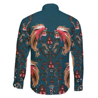 Dark Cyan Blue Bird of Batik Papua Family Matching Off Shoulder Maxi Dress and Hawaiian Shirt Exotic Natural Wealth of Papua LT9 - Polynesian Pride