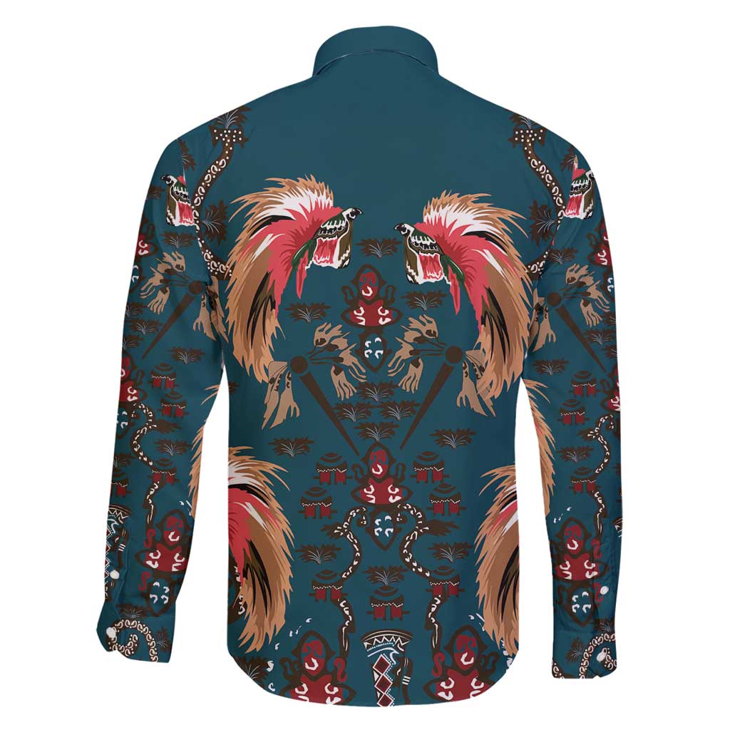 Dark Cyan Blue Bird of Batik Papua Family Matching Off Shoulder Short Dress and Hawaiian Shirt Exotic Natural Wealth of Papua LT9 - Polynesian Pride