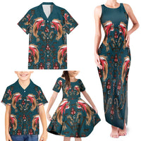 Dark Cyan Blue Bird of Batik Papua Family Matching Tank Maxi Dress and Hawaiian Shirt Exotic Natural Wealth of Papua LT9 - Polynesian Pride