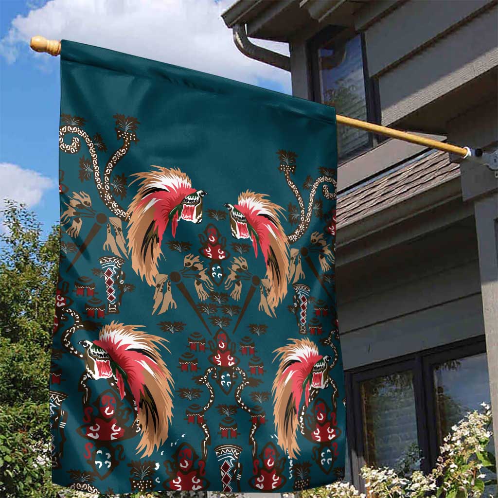 Dark Cyan Blue Bird of Batik Papua Garden Flag Exotic Natural Wealth of Papua LT9 - Polynesian Pride