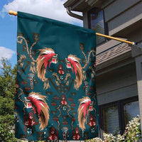 Dark Cyan Blue Bird of Batik Papua Garden Flag Exotic Natural Wealth of Papua LT9 - Polynesian Pride