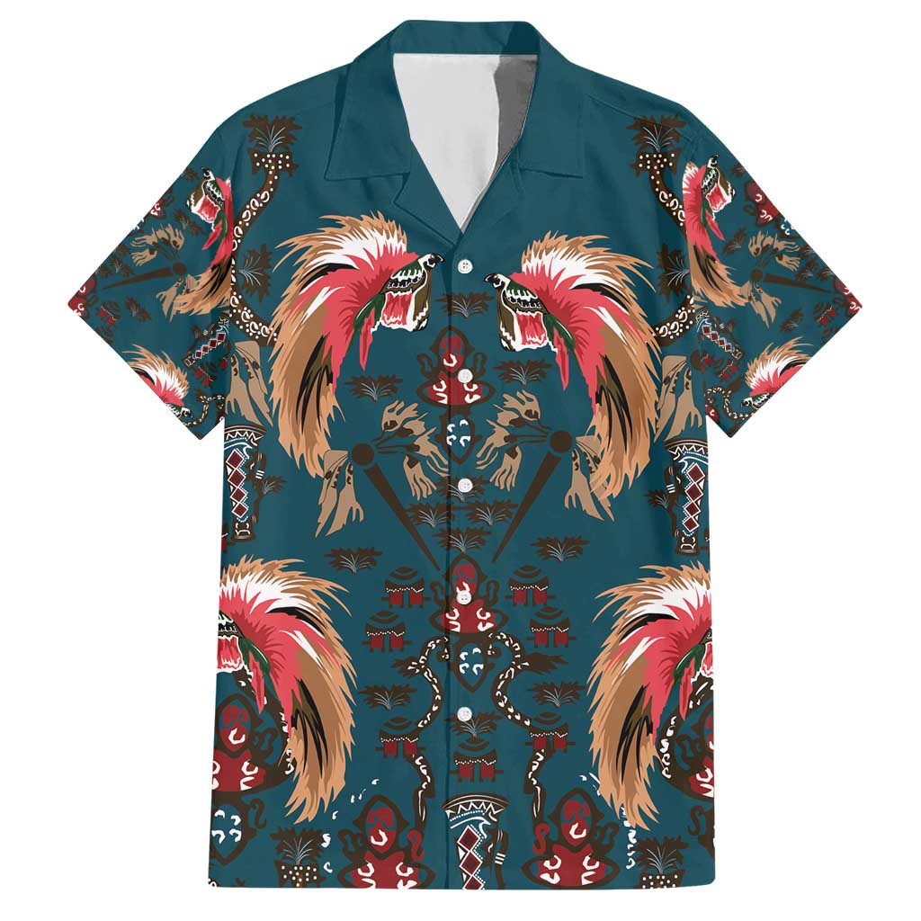 Dark Cyan Blue Bird of Batik Papua Hawaiian Shirt Exotic Natural Wealth of Papua LT9 Blue - Polynesian Pride