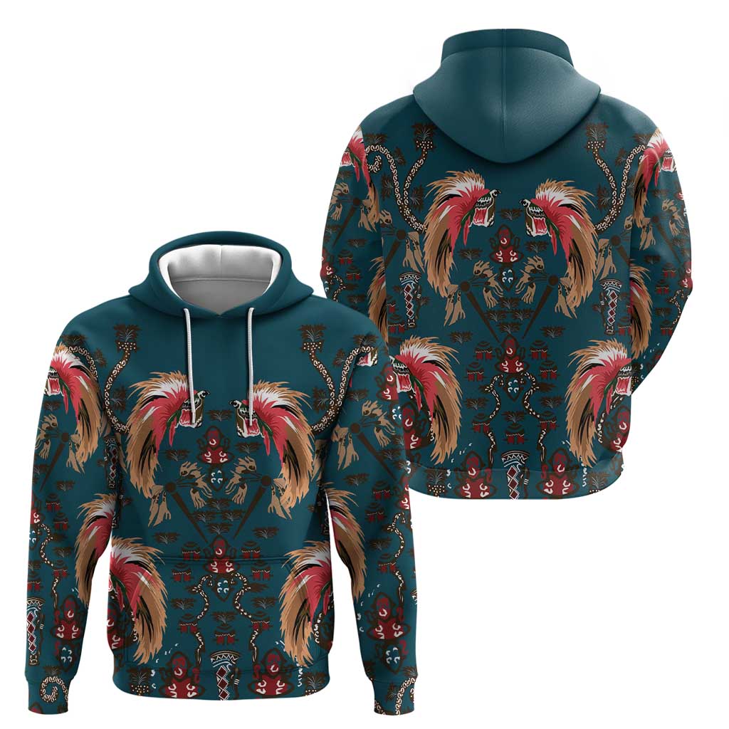 Dark Cyan Blue Bird of Batik Papua Hoodie Exotic Natural Wealth of Papua LT9 - Polynesian Pride