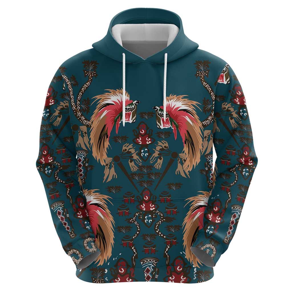 Dark Cyan Blue Bird of Batik Papua Hoodie Exotic Natural Wealth of Papua LT9 - Polynesian Pride