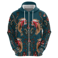 Dark Cyan Blue Bird of Batik Papua Hoodie Exotic Natural Wealth of Papua LT9 - Polynesian Pride