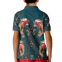 Dark Cyan Blue Bird of Batik Papua Kid Polo Shirt Exotic Natural Wealth of Papua LT9 - Polynesian Pride