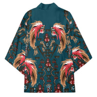 Dark Cyan Blue Bird of Batik Papua Kimono Exotic Natural Wealth of Papua LT9 - Polynesian Pride
