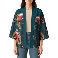 Dark Cyan Blue Bird of Batik Papua Kimono Exotic Natural Wealth of Papua LT9 - Polynesian Pride