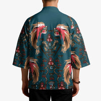 Dark Cyan Blue Bird of Batik Papua Kimono Exotic Natural Wealth of Papua LT9 - Polynesian Pride