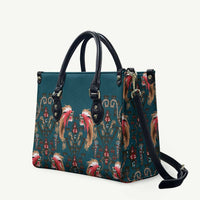 Dark Cyan Blue Bird of Batik Papua Leather Bag Exotic Natural Wealth of Papua LT9 - Polynesian Pride