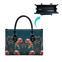 Dark Cyan Blue Bird of Batik Papua Leather Bag Exotic Natural Wealth of Papua LT9 - Polynesian Pride
