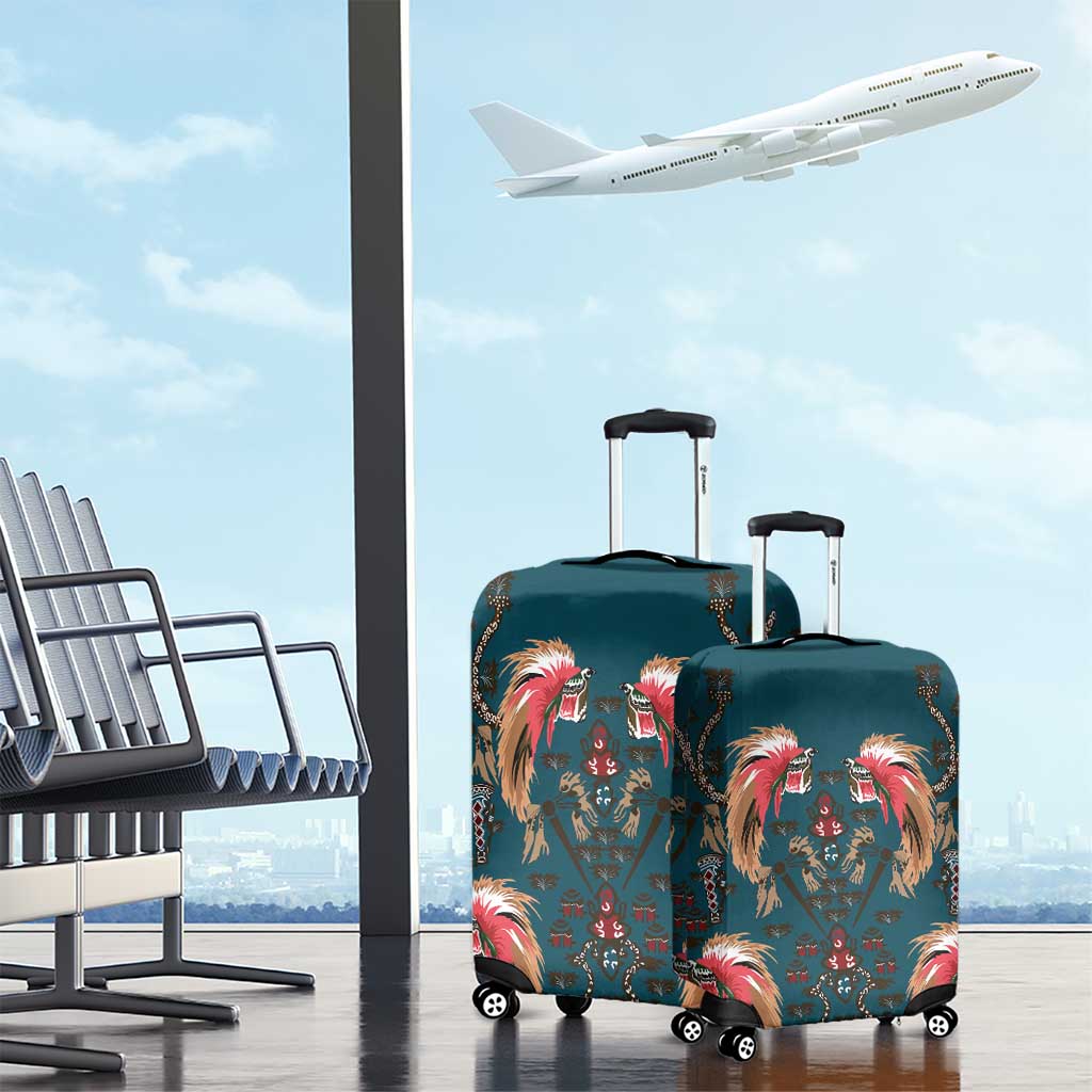 Dark Cyan Blue Bird of Batik Papua Luggage Cover Exotic Natural Wealth of Papua LT9 - Polynesian Pride