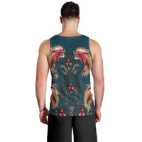 Dark Cyan Blue Bird of Batik Papua Men Tank Top Exotic Natural Wealth of Papua LT9 - Polynesian Pride