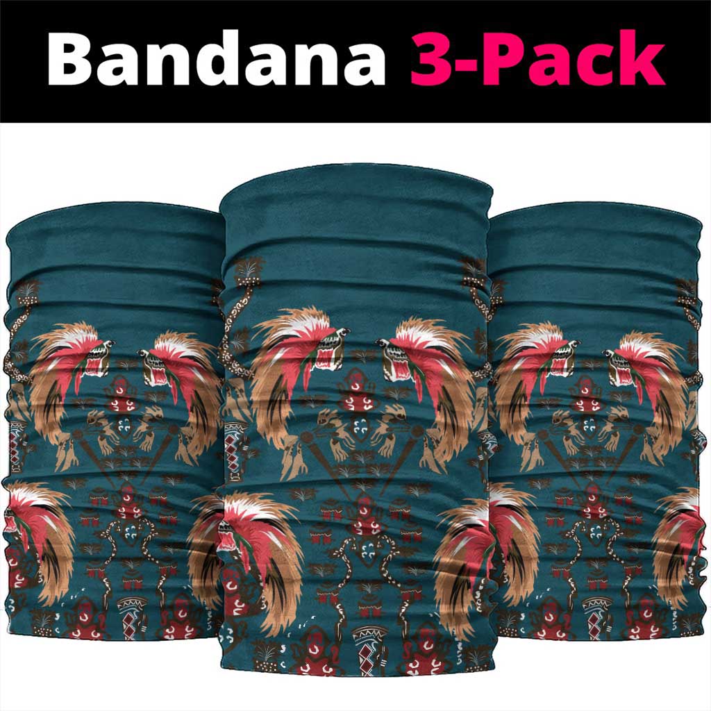 Dark Cyan Blue Bird of Batik Papua Neck Gaiter Exotic Natural Wealth of Papua LT9 package One Size: 25*50cm Blue - Polynesian Pride