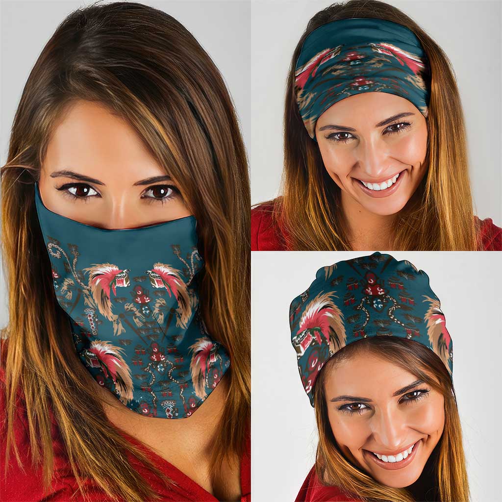 Dark Cyan Blue Bird of Batik Papua Neck Gaiter Exotic Natural Wealth of Papua LT9 - Polynesian Pride