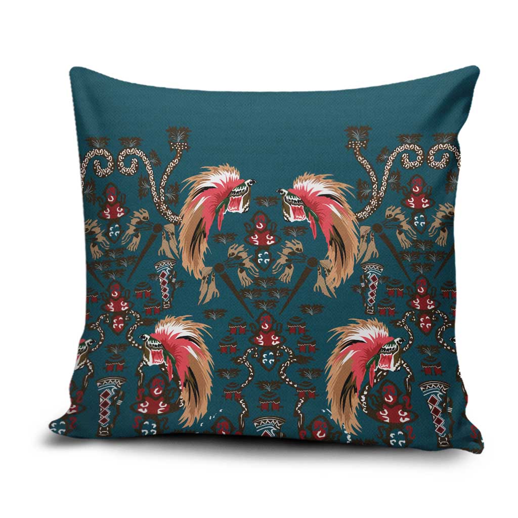 Dark Cyan Blue Bird of Batik Papua Pillow Cover Exotic Natural Wealth of Papua LT9 Blue - Polynesian Pride