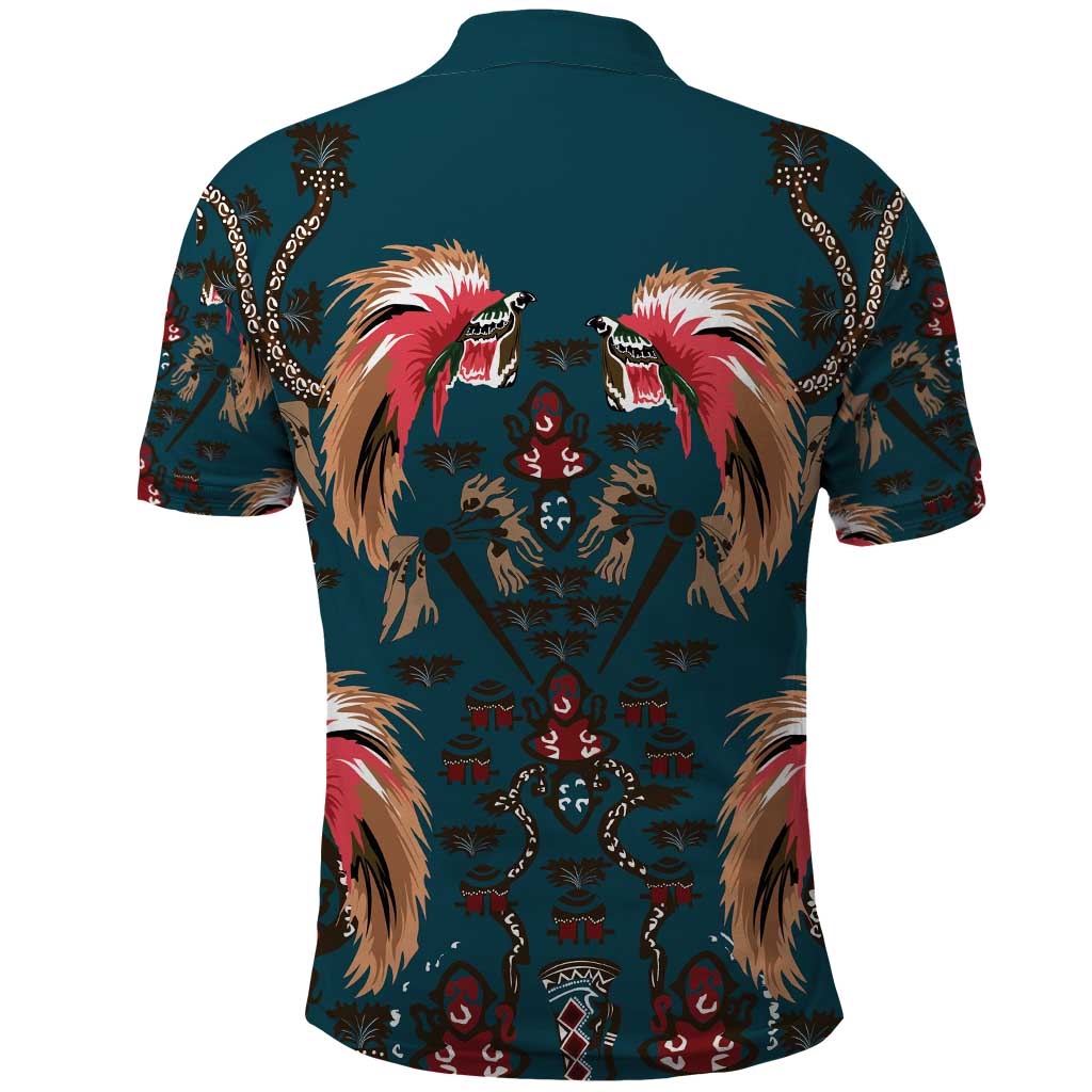 Dark Cyan Blue Bird of Batik Papua Polo Shirt Exotic Natural Wealth of Papua LT9 - Polynesian Pride