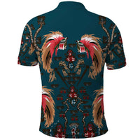 Dark Cyan Blue Bird of Batik Papua Polo Shirt Exotic Natural Wealth of Papua LT9 - Polynesian Pride