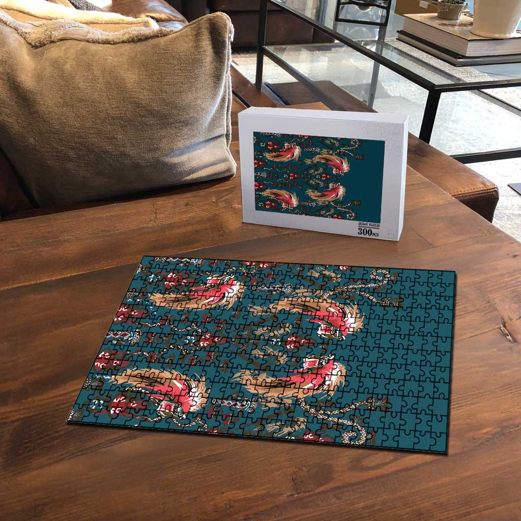 Dark Cyan Blue Bird of Batik Papua Puzzle Exotic Natural Wealth of Papua LT9 - Polynesian Pride