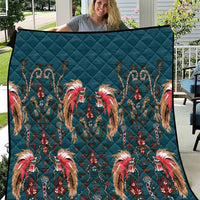 Dark Cyan Blue Bird of Batik Papua Quilt Exotic Natural Wealth of Papua LT9 Blue - Polynesian Pride