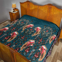 Dark Cyan Blue Bird of Batik Papua Quilt Exotic Natural Wealth of Papua LT9 - Polynesian Pride