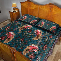 Dark Cyan Blue Bird of Batik Papua Quilt Bed Set Exotic Natural Wealth of Papua LT9 - Polynesian Pride