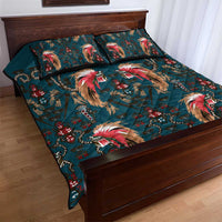 Dark Cyan Blue Bird of Batik Papua Quilt Bed Set Exotic Natural Wealth of Papua LT9 - Polynesian Pride