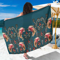 Dark Cyan Blue Bird of Batik Papua Sarong Exotic Natural Wealth of Papua LT9 One Size 44 x 66 inches Blue - Polynesian Pride