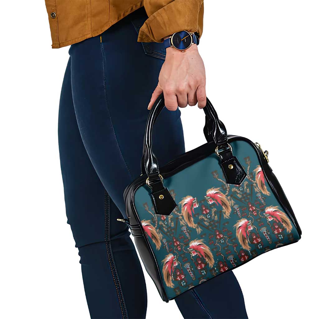 Dark Cyan Blue Bird of Batik Papua Shoulder Handbag Exotic Natural Wealth of Papua LT9 - Polynesian Pride