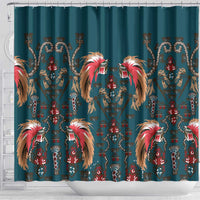 Dark Cyan Blue Bird of Batik Papua Shower Curtain Exotic Natural Wealth of Papua LT9 - Polynesian Pride