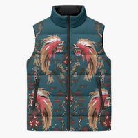 Dark Cyan Blue Bird of Batik Papua Sleeveless Puffer Jacket Exotic Natural Wealth of Papua LT9 Unisex Blue - Polynesian Pride