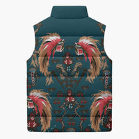 Dark Cyan Blue Bird of Batik Papua Sleeveless Puffer Jacket Exotic Natural Wealth of Papua LT9 - Polynesian Pride