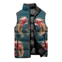 Dark Cyan Blue Bird of Batik Papua Sleeveless Puffer Jacket Exotic Natural Wealth of Papua LT9 - Polynesian Pride