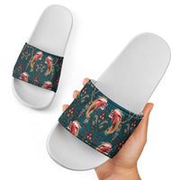 Dark Cyan Blue Bird of Batik Papua Slide Sandals Exotic Natural Wealth of Papua LT9 - Polynesian Pride