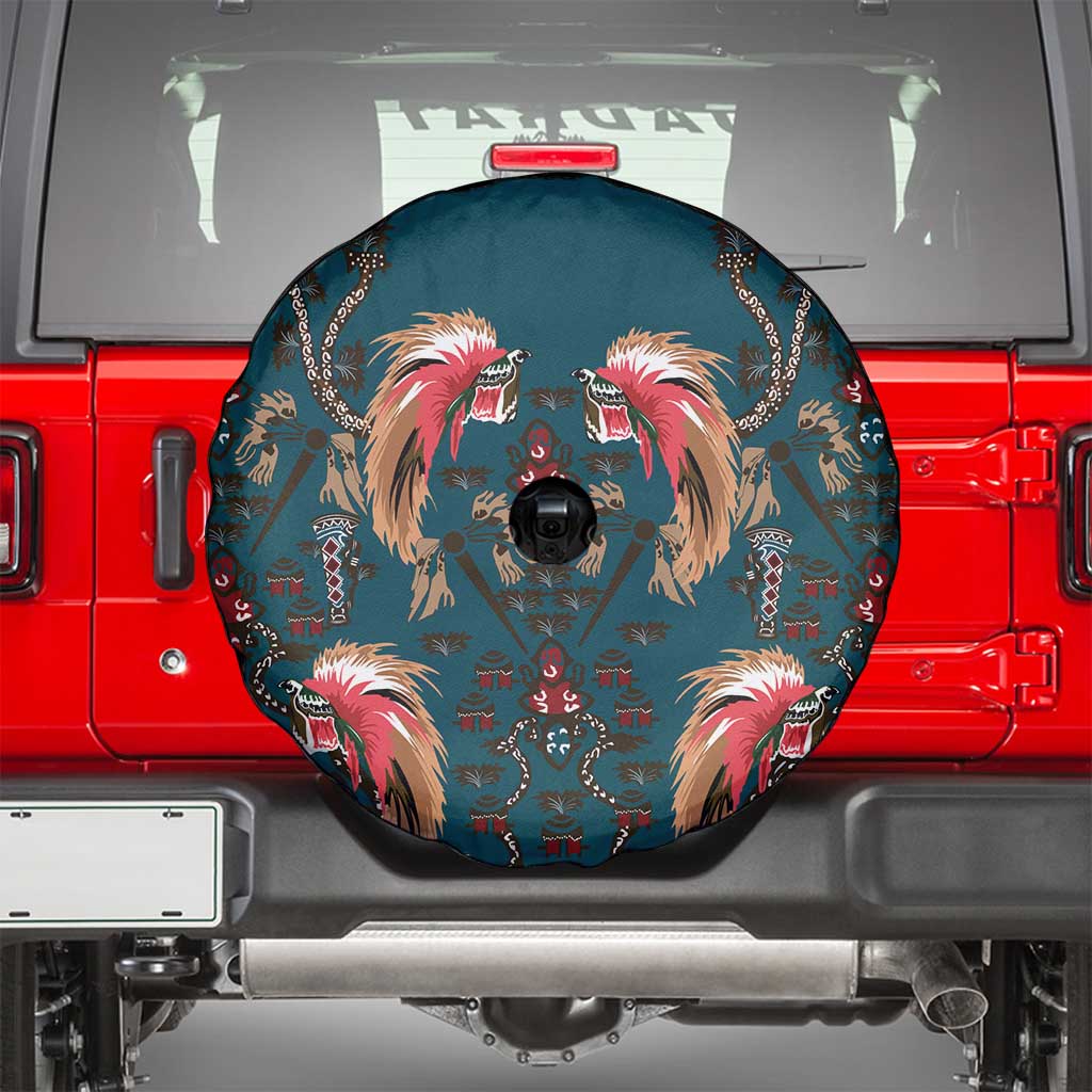 Dark Cyan Blue Bird of Batik Papua Spare Tire Cover Exotic Natural Wealth of Papua LT9 - Polynesian Pride