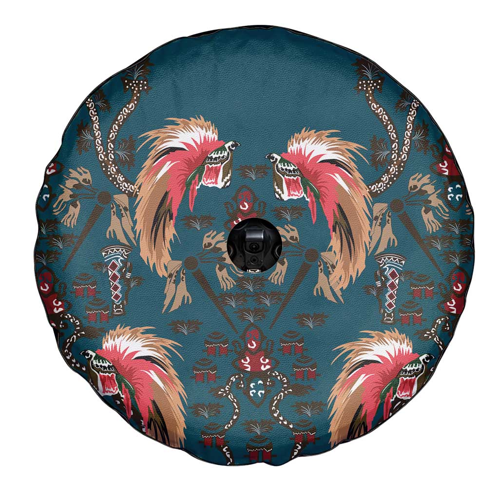 Dark Cyan Blue Bird of Batik Papua Spare Tire Cover Exotic Natural Wealth of Papua LT9 - Polynesian Pride