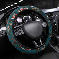 Dark Cyan Blue Bird of Batik Papua Steering Wheel Cover Exotic Natural Wealth of Papua LT9 Universal Fit Blue - Polynesian Pride