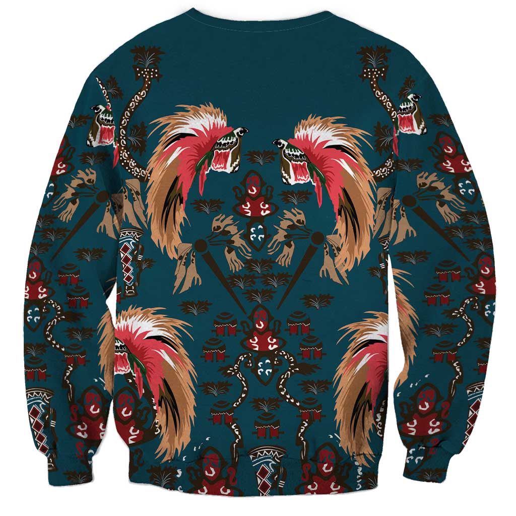 Dark Cyan Blue Bird of Batik Papua Sweatshirt Exotic Natural Wealth of Papua LT9 - Polynesian Pride