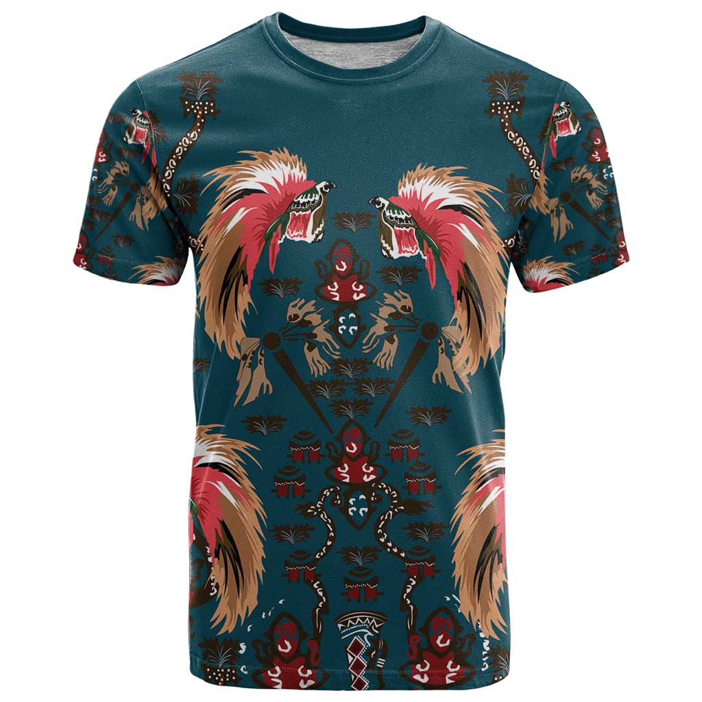 Dark Cyan Blue Bird of Batik Papua T Shirt Exotic Natural Wealth of Papua LT9 Blue - Polynesian Pride