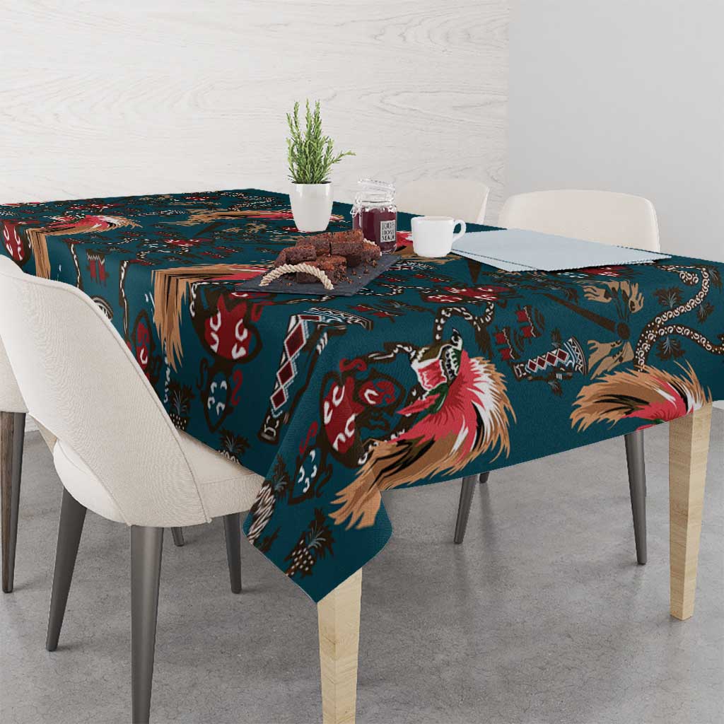 Dark Cyan Blue Bird of Batik Papua Tablecloth Exotic Natural Wealth of Papua LT9 - Polynesian Pride