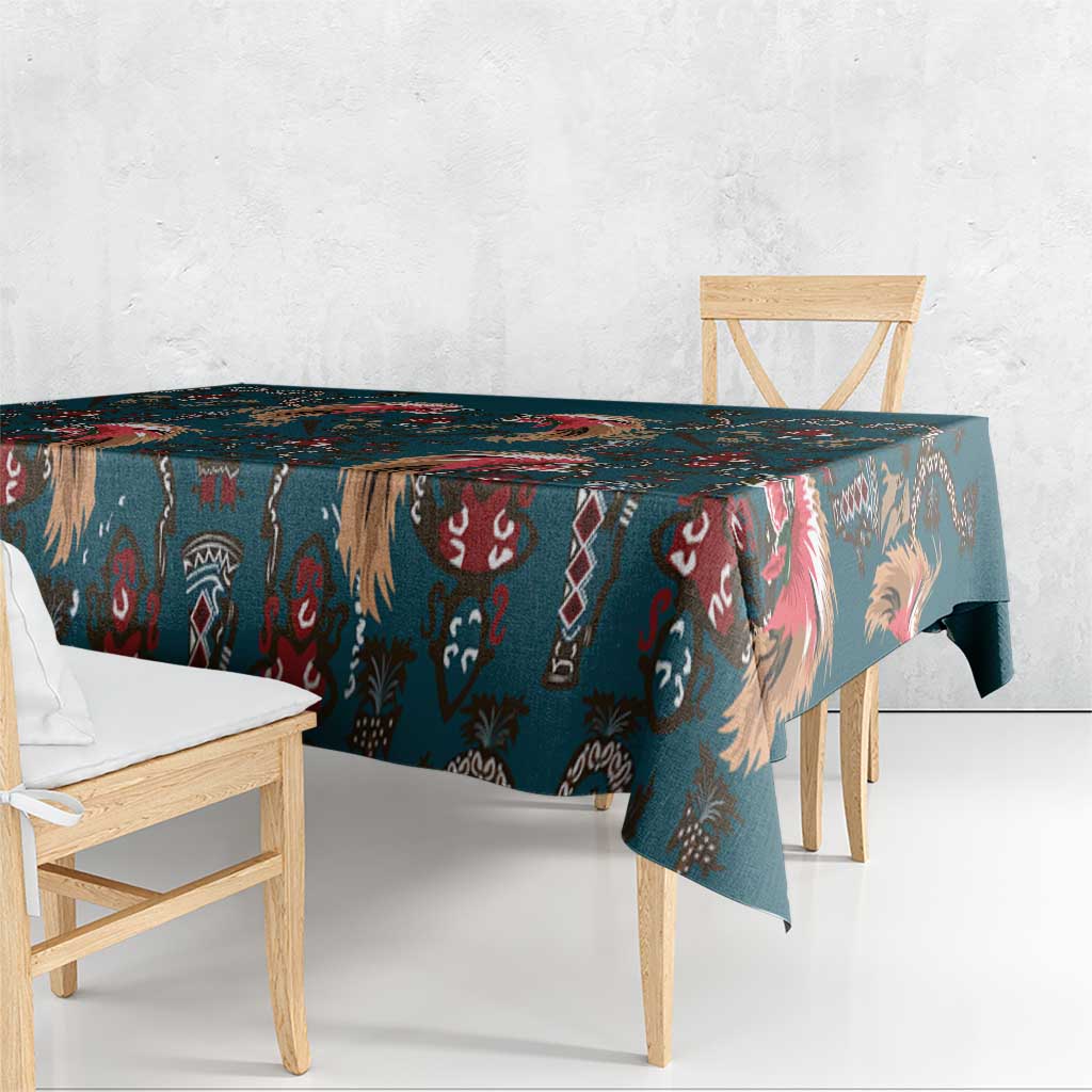 Dark Cyan Blue Bird of Batik Papua Tablecloth Exotic Natural Wealth of Papua LT9 - Polynesian Pride