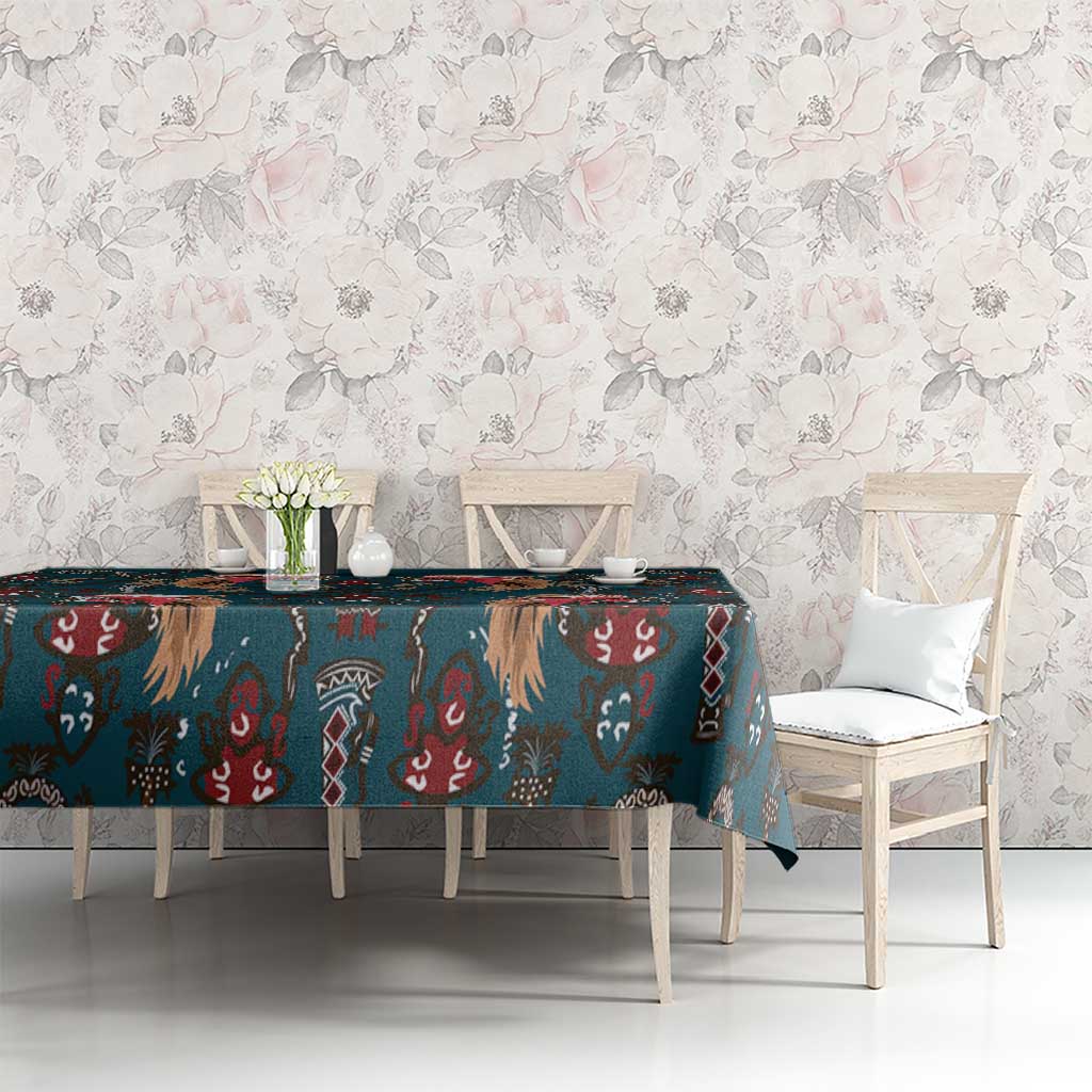 Dark Cyan Blue Bird of Batik Papua Tablecloth Exotic Natural Wealth of Papua LT9 - Polynesian Pride