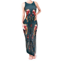Dark Cyan Blue Bird of Batik Papua Tank Maxi Dress Exotic Natural Wealth of Papua LT9 Women Blue - Polynesian Pride