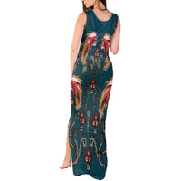 Dark Cyan Blue Bird of Batik Papua Tank Maxi Dress Exotic Natural Wealth of Papua LT9 - Polynesian Pride