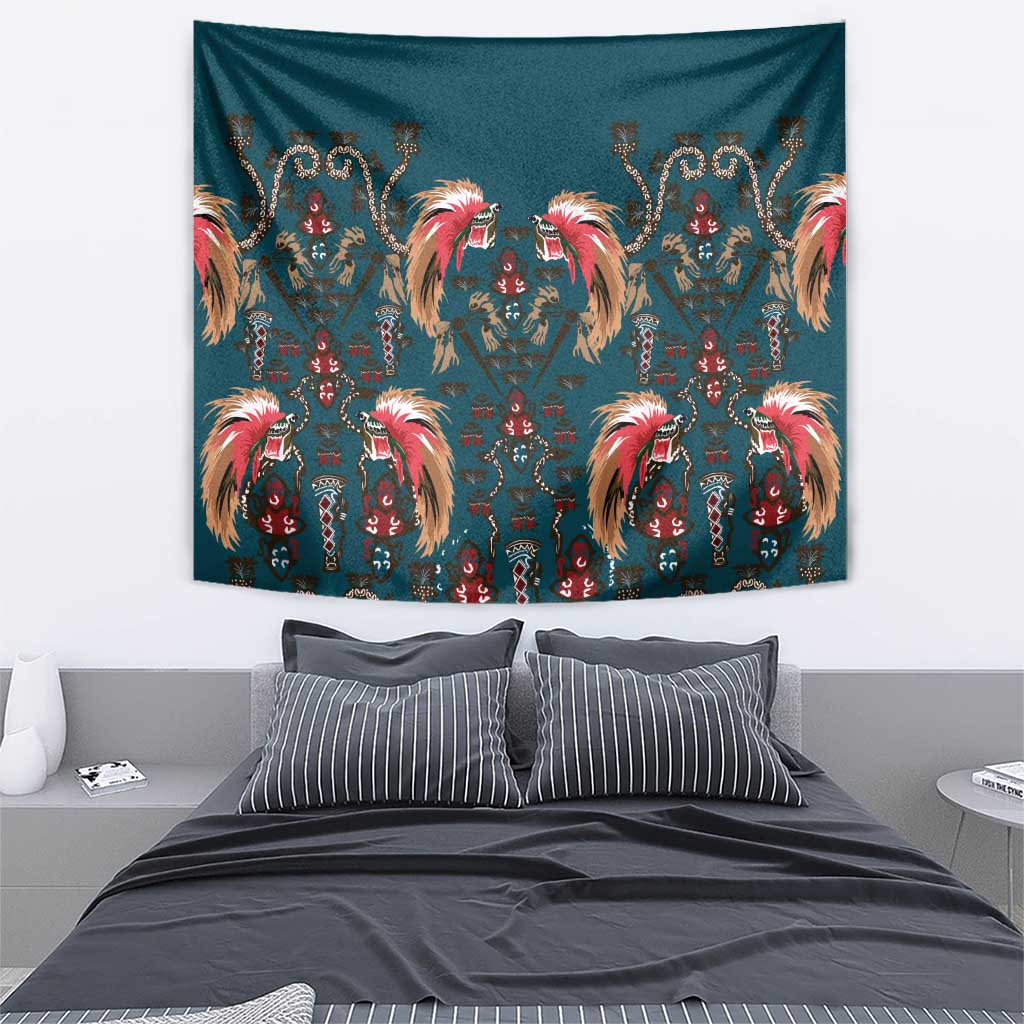 Dark Cyan Blue Bird of Batik Papua Tapestry Exotic Natural Wealth of Papua LT9 - Polynesian Pride