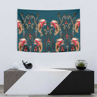 Dark Cyan Blue Bird of Batik Papua Tapestry Exotic Natural Wealth of Papua LT9 - Polynesian Pride